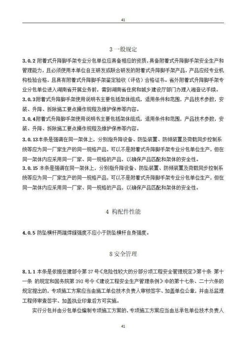 湖南省附着式升降脚手架安全技术标准解析
